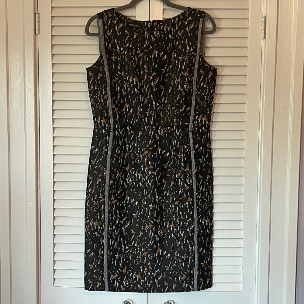 Lafayette 148 tailored sheath dress 4 women black brown grey